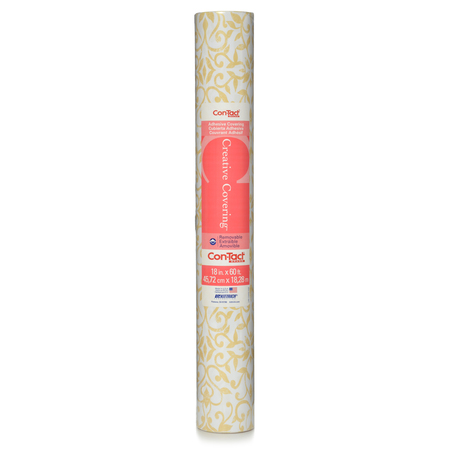 CON-TACT BRAND Adhesive Drawer and Shelf Liner, Antique Floral Yellow 18"x60 Ft., PK6 60F-C9A7E6-06